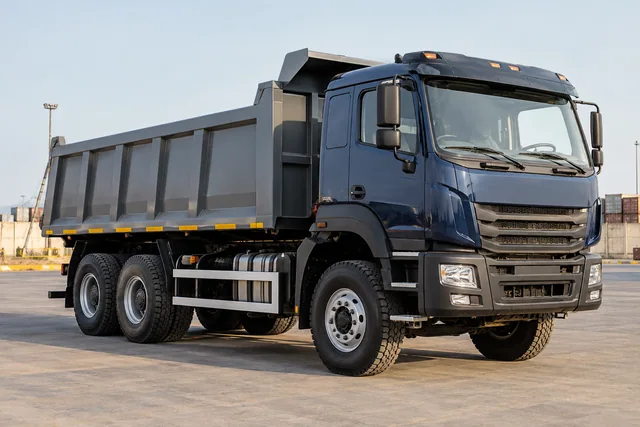 Tipper truck in a logistics yard